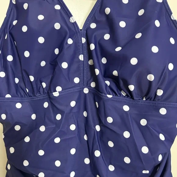 Polka Dot Womens Plus Size One Piece Swimsuit - Picture 5 of 9